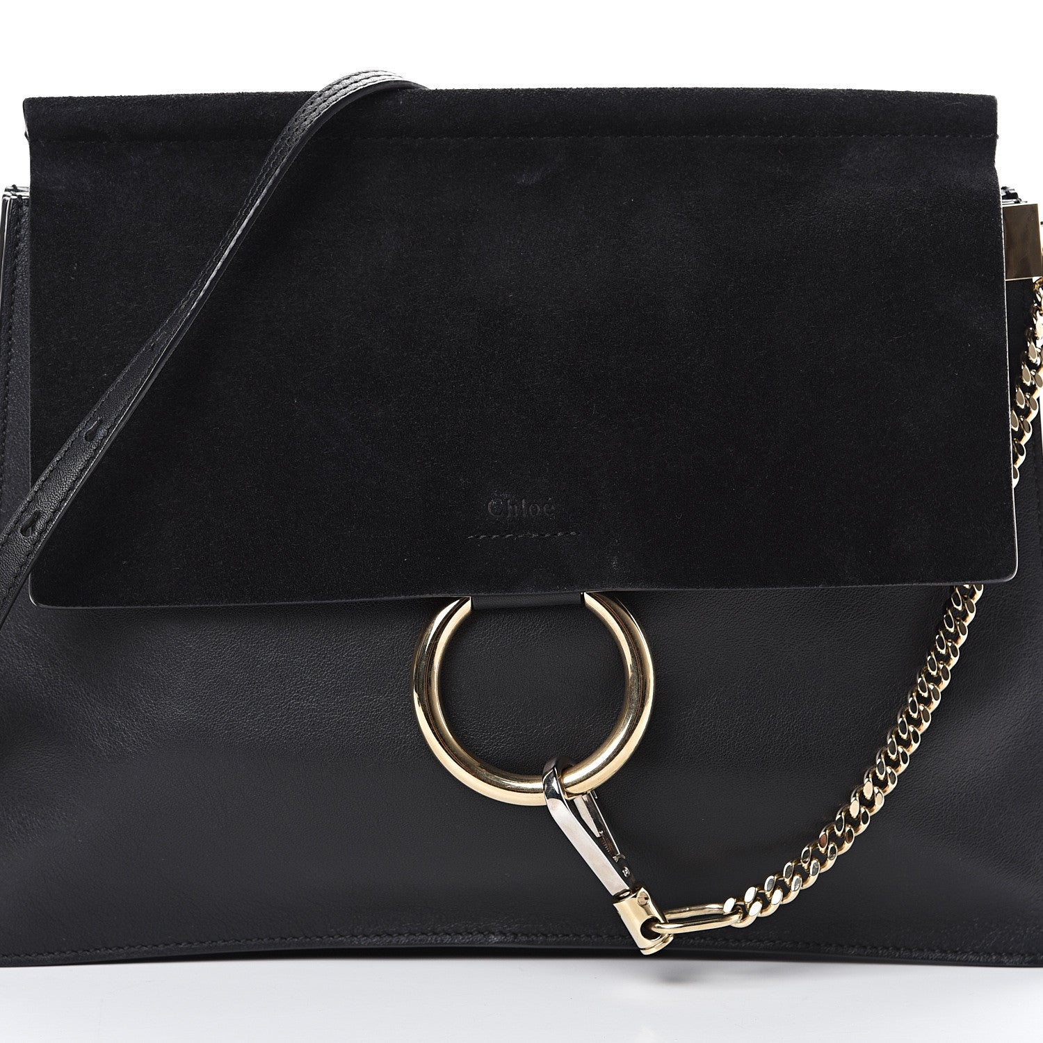 Chloe Suede Calfskin Medium Faye Shoulder Bag Black 8 of 10