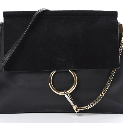 Chloe Suede Calfskin Medium Faye Shoulder Bag Black 8 of 10