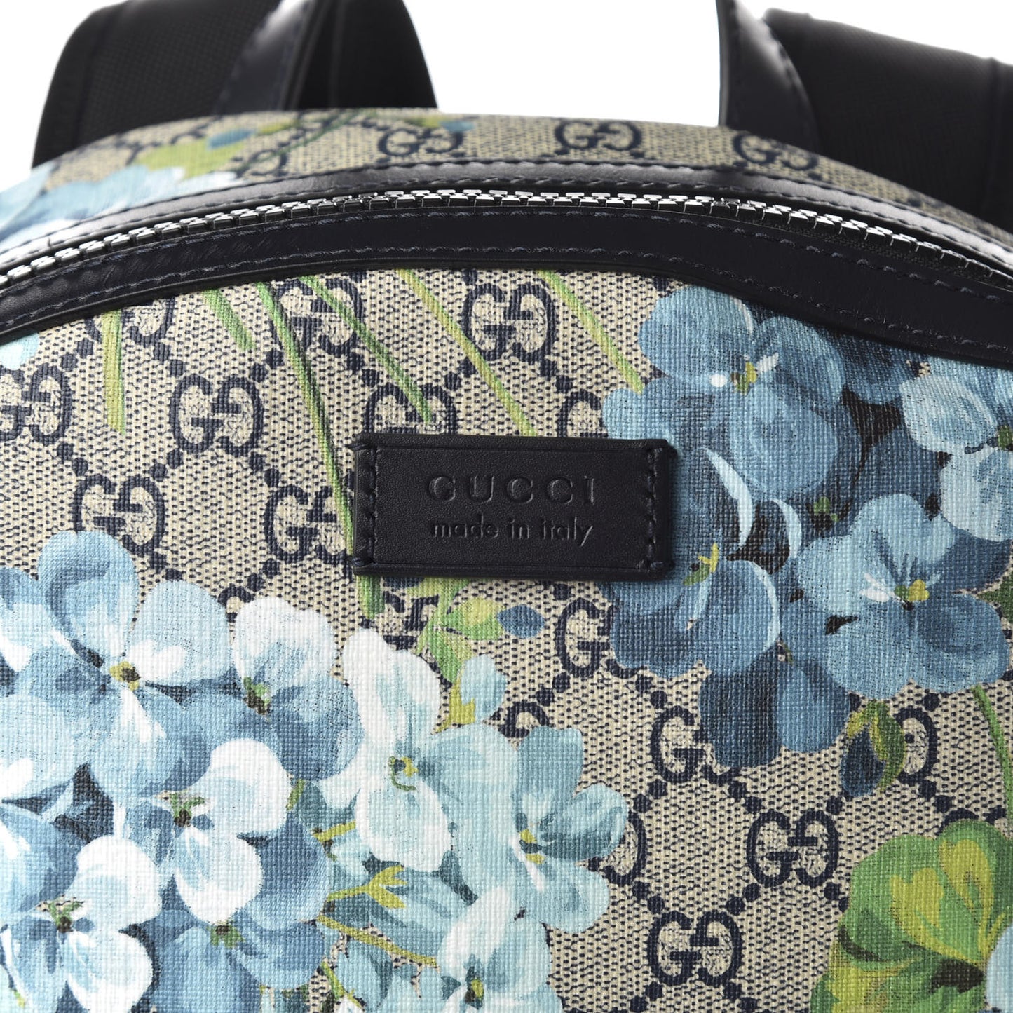 GG Supreme Monogram Blooms Medium Day Backpack Beige Blue Navy