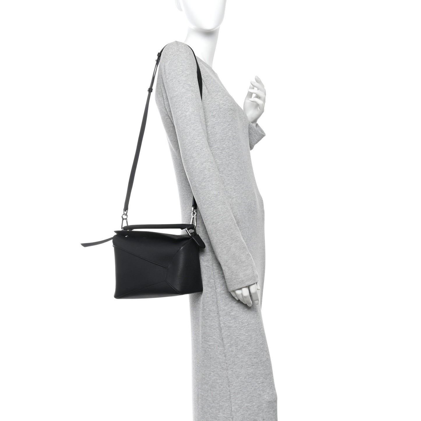 Calfskin Small Puzzle Edge Bag Black