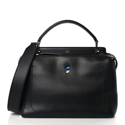 Fendi Vitello Baltico Dolce DotCom Satchel Black Blue Royal 3 of 11