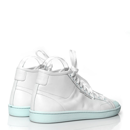 Saint Laurent Calfskin Womens Court Classic SL/39 Mid Top Sneakers 40 Blanc Bebe Blue 4 of 7
