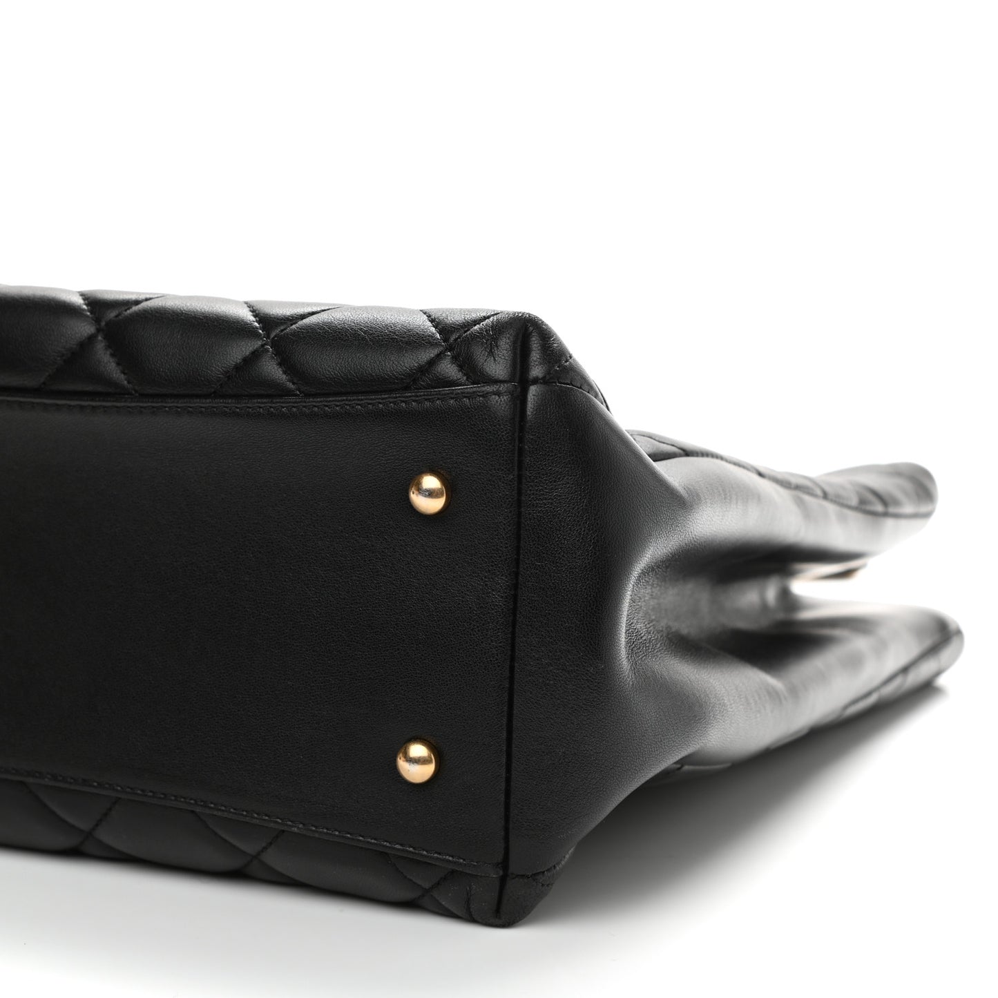 Lambskin Quilted Trendy CC Shopping Tote Black