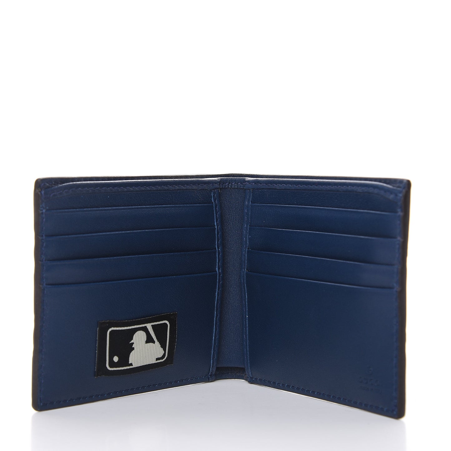 X MLB Guccissima Signature NY Yankees Embroidered Bi-Fold Wallet Royale Ivory