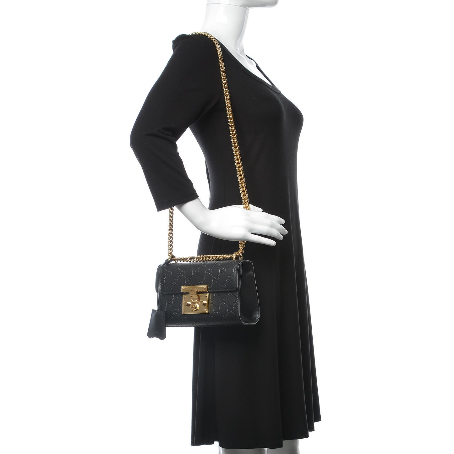 Guccissima Small Padlock Shoulder Bag Black