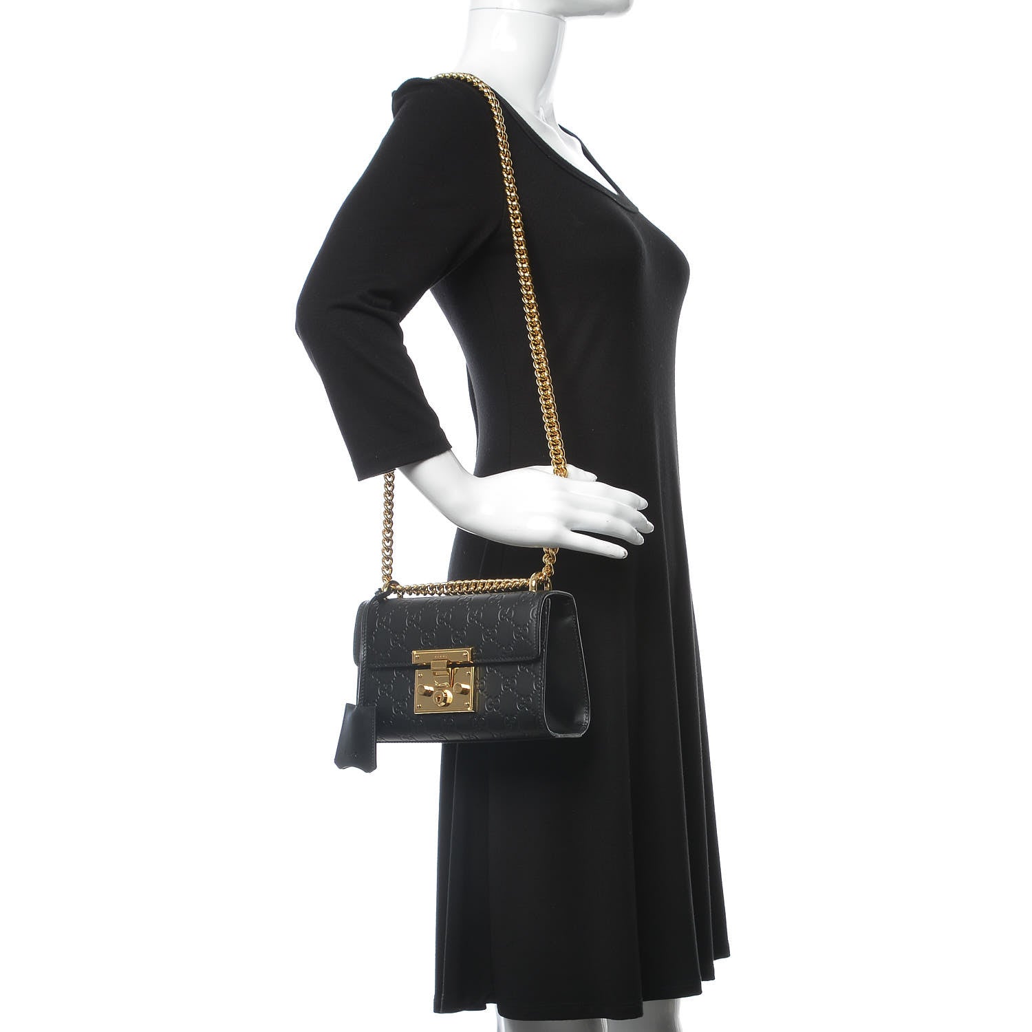 Gucci Guccissima Small Padlock Shoulder Bag Black 2 of 9