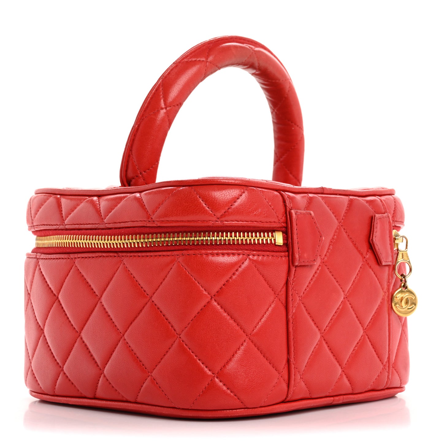 Lambskin Quilted Vanity Case Red