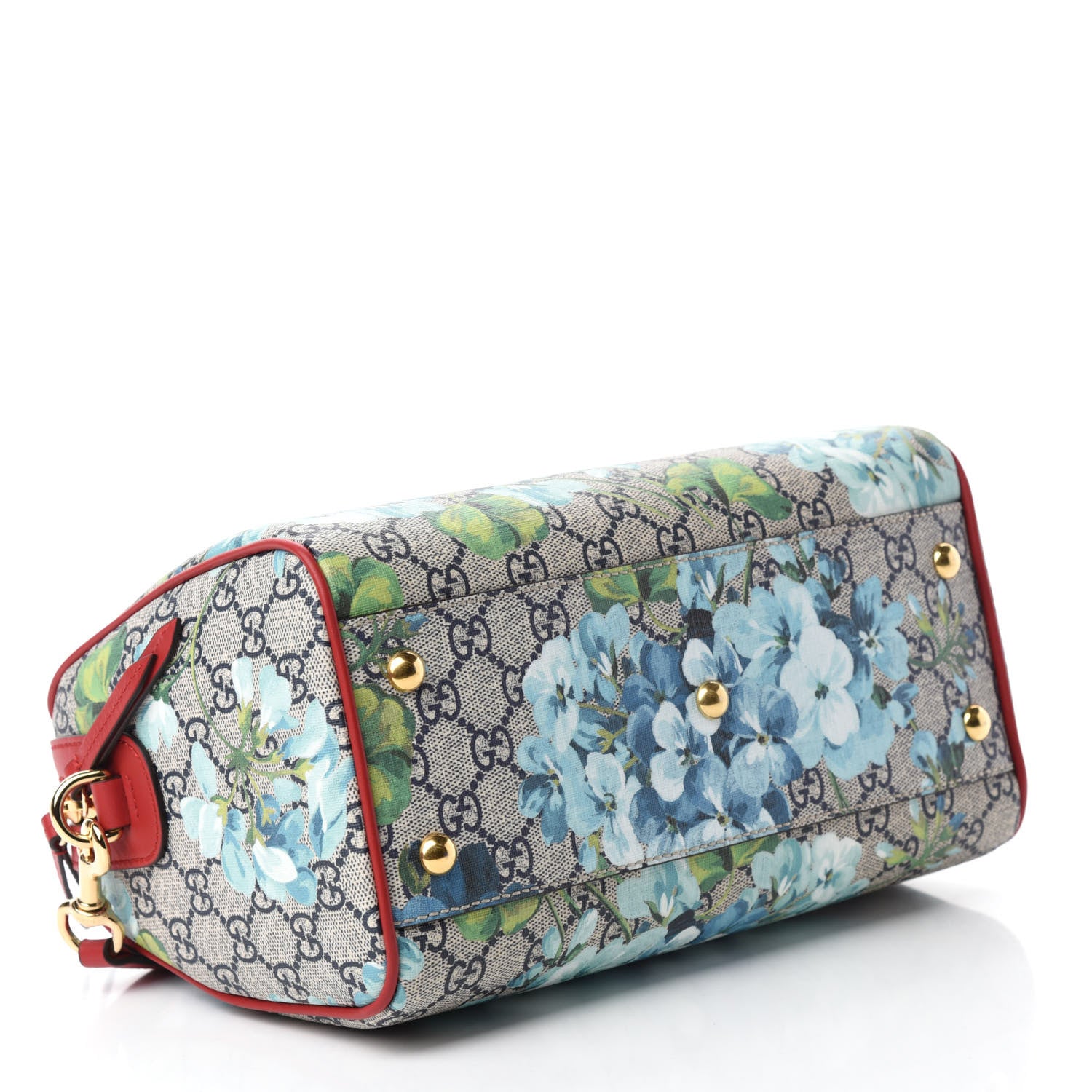 Gucci GG Supreme Monogram Blooms Small Boston Beige Blue Navy Hibiscus Red 4 of 10