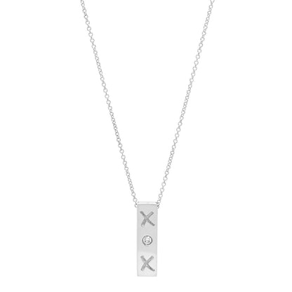 Tiffany Sterling Silver Diamond Paloma Picasso Love and Kisses Bar Pendant Necklace 1 of 7