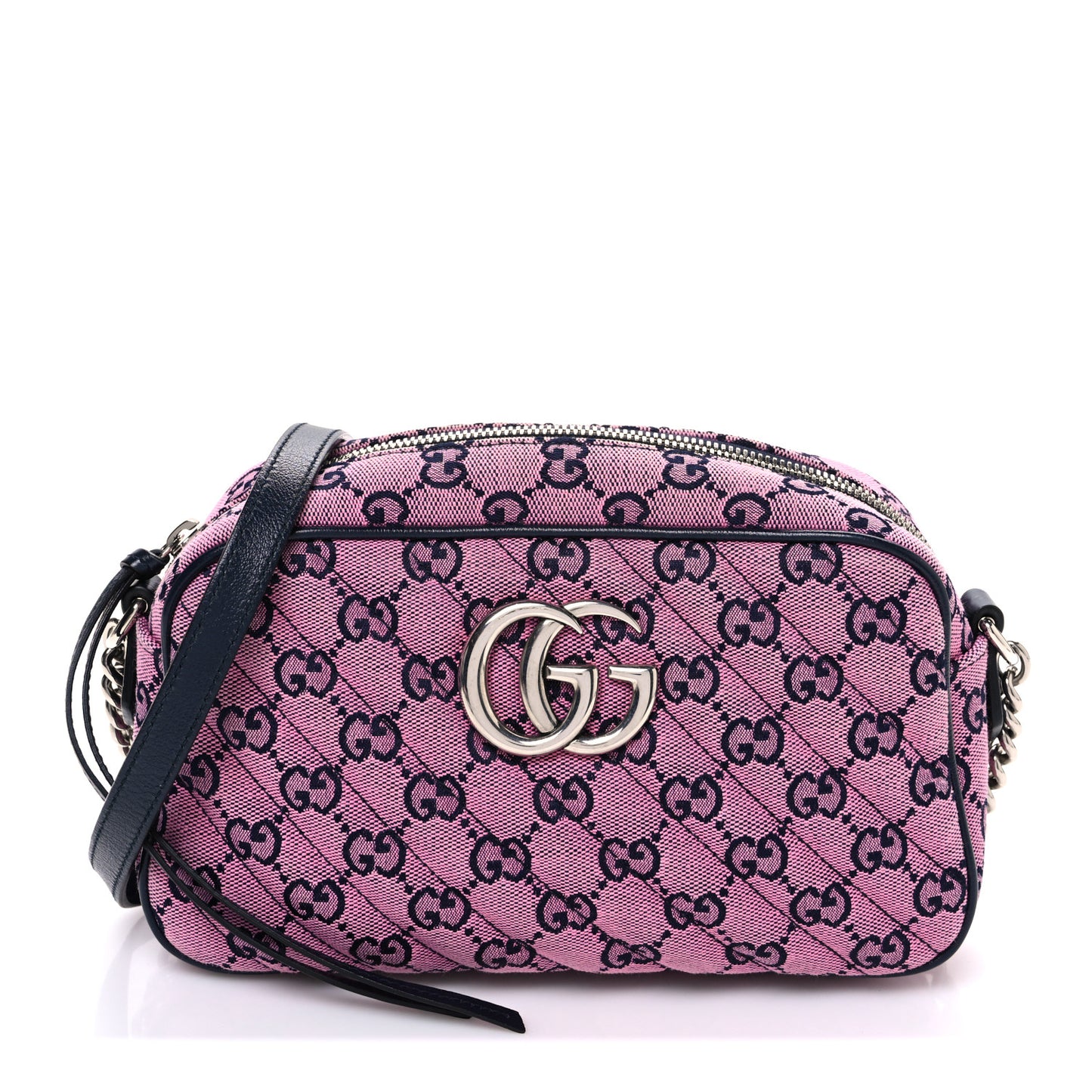Monogram Multicolor Matelasse Diagonal Small GG Marmont Chain Shoulder Bag Pink Blue