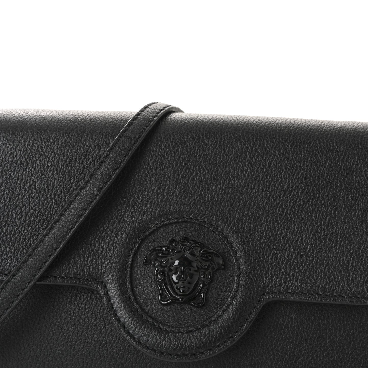Grained Calfskin La Medusa Crossbody Bag Black