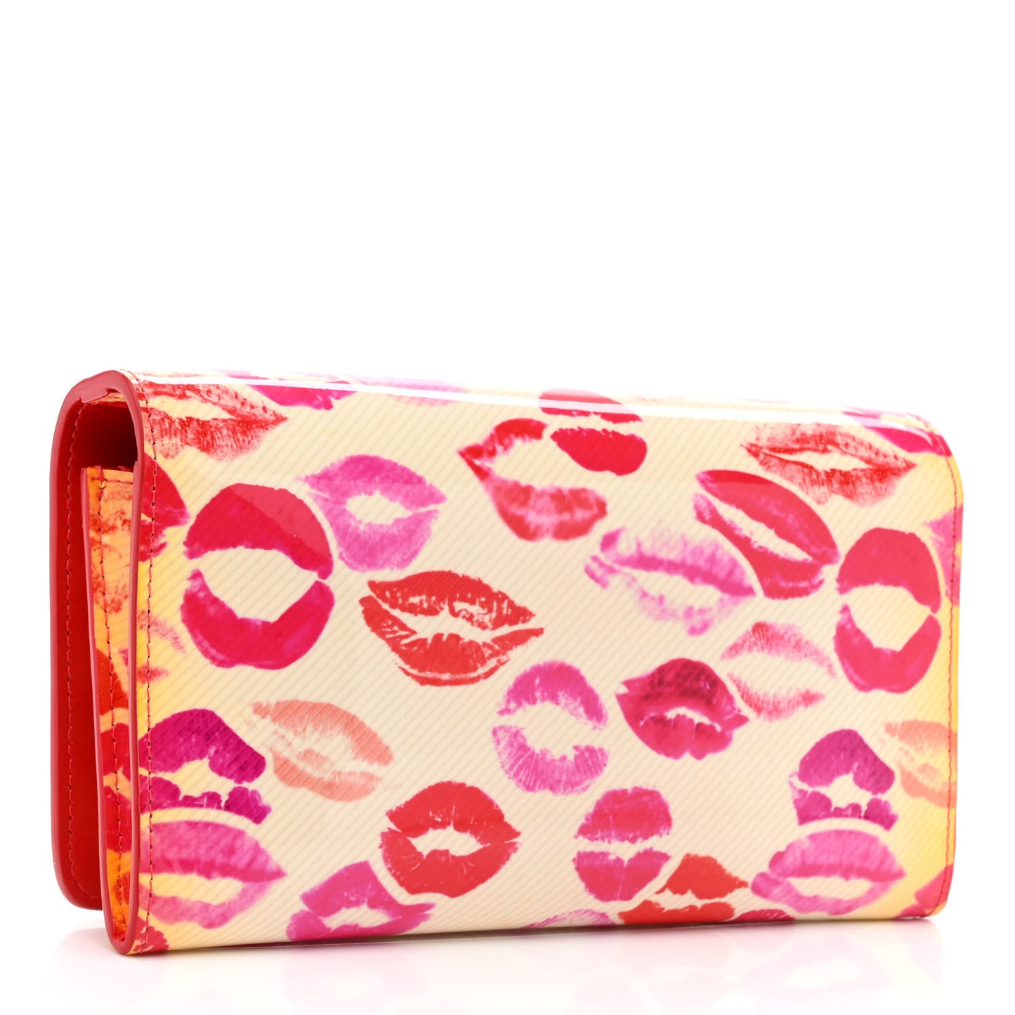 Patent Lip Print Macaron Flap Wallet Multicolor