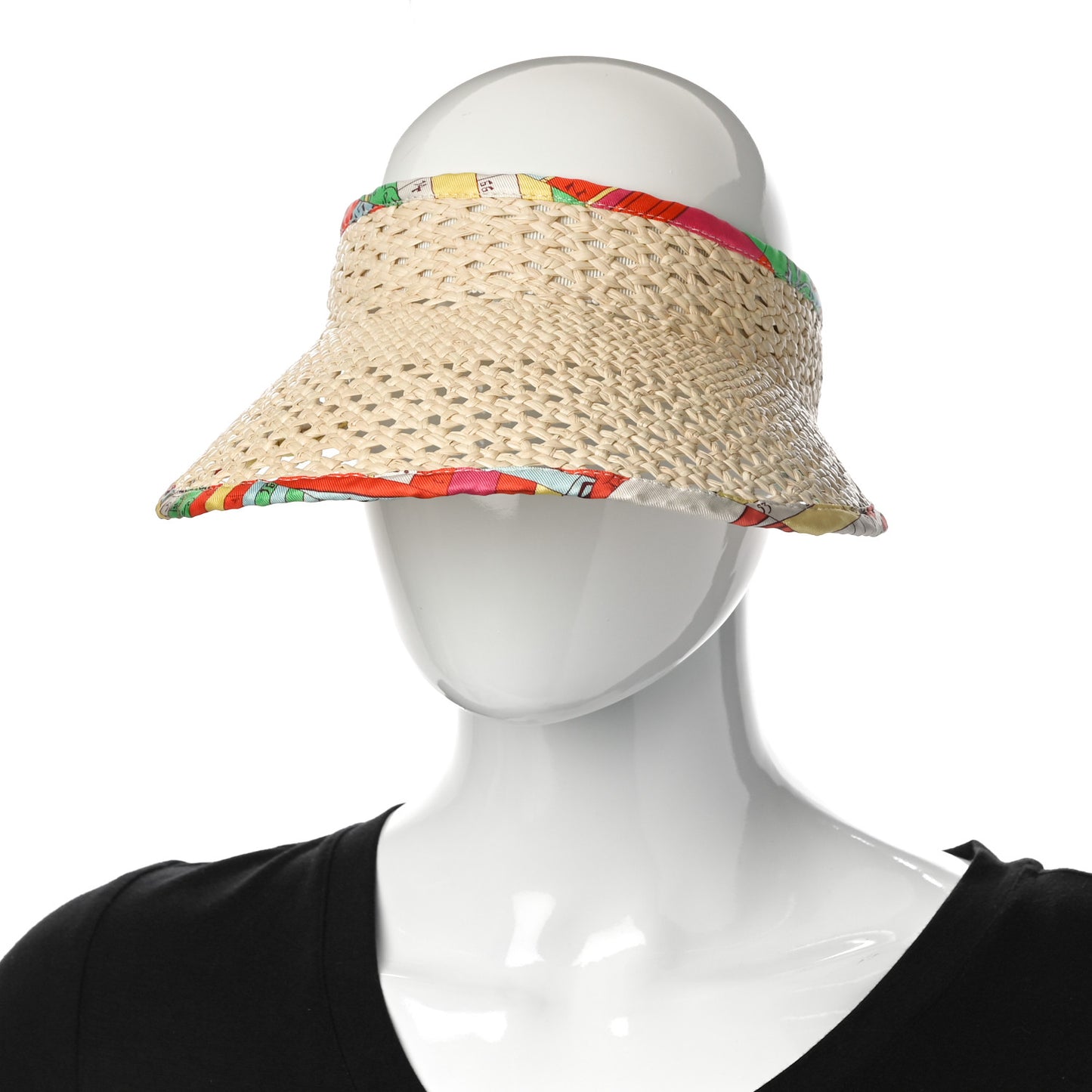 Panama Straw Woven Silk Astrologie Nouvelle Emilie Visor S Natural Amazone Pop