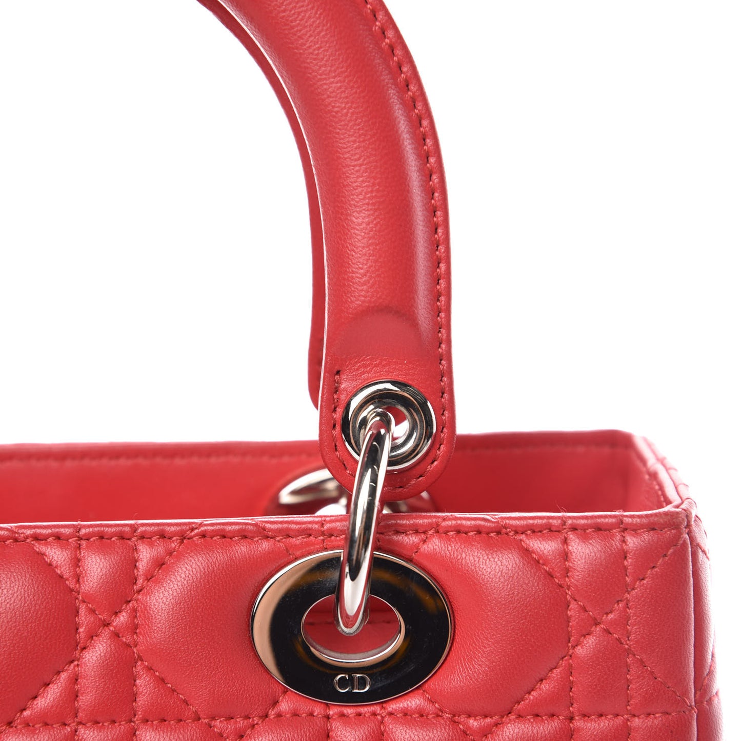 Lambskin Cannage Medium Lady Dior Red