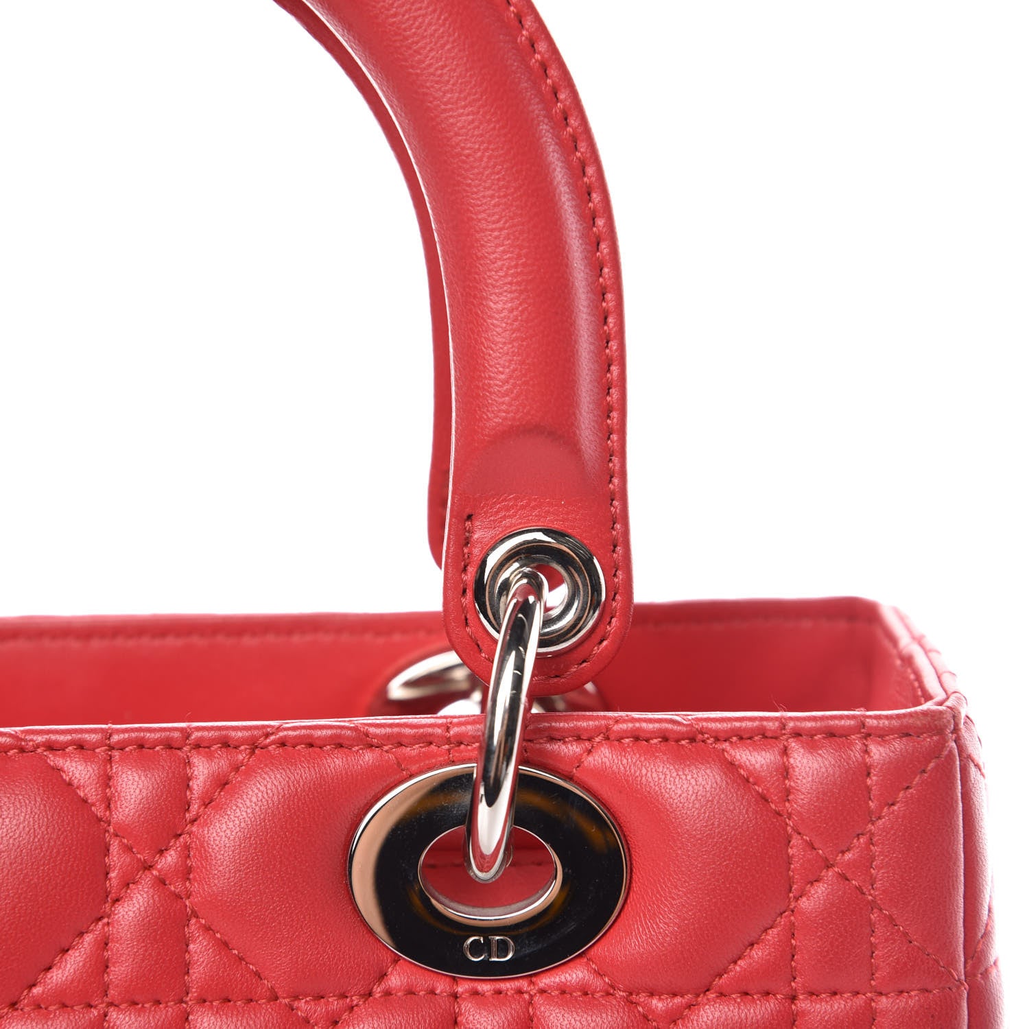 Christian Dior Lambskin Cannage Medium Lady Dior Red 9 of 12