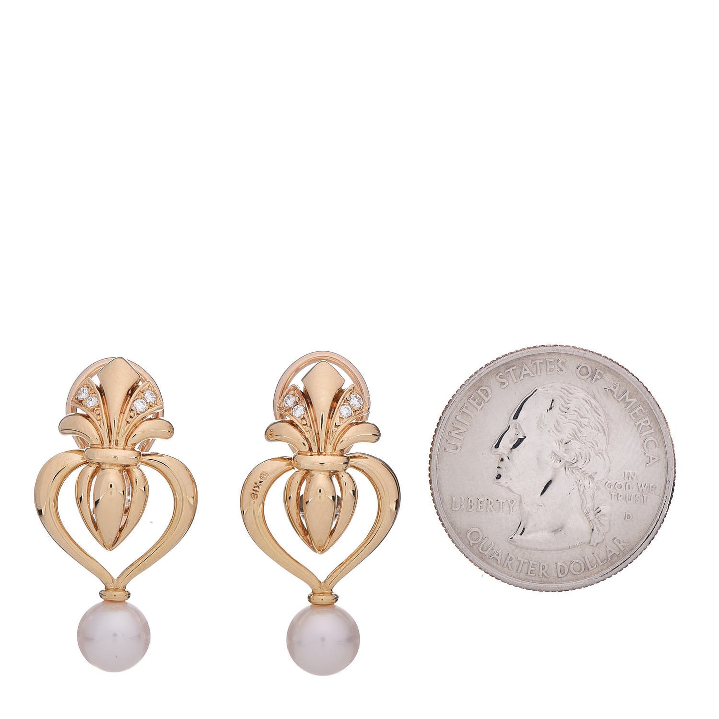 18K Yellow Gold Diamond Akoya Pearl 7mm Jacket Clip-On Earrings Set of 3