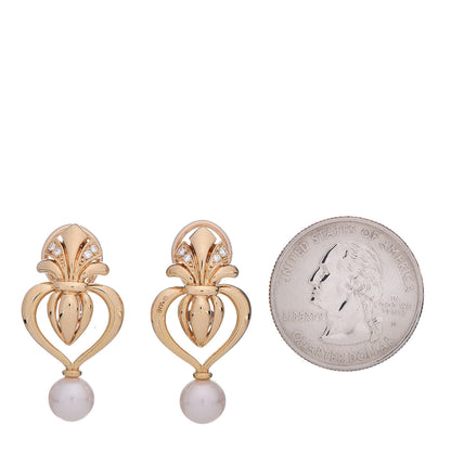 Mikimoto 18K Yellow Gold Diamond Akoya Pearl 7mm Jacket Clip-On Earrings Set of 3 2 of 6