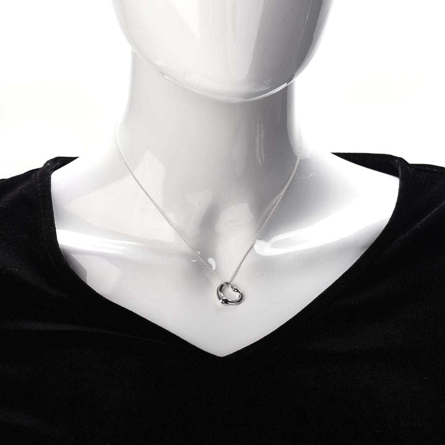 Sterling Silver 16mm Elsa Peretti Open Heart Pendant Necklace