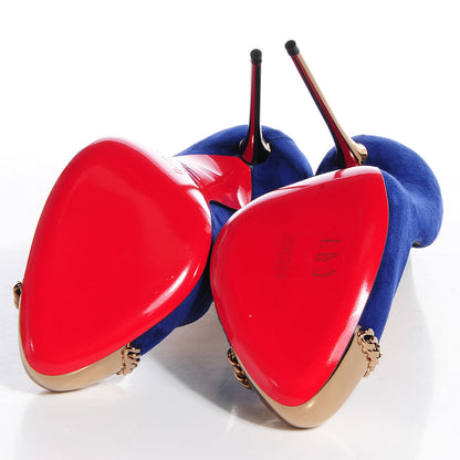 Christian Louboutin Suede Metalipp 120 Pumps Indigo Bronze 39.5 5 of 8
