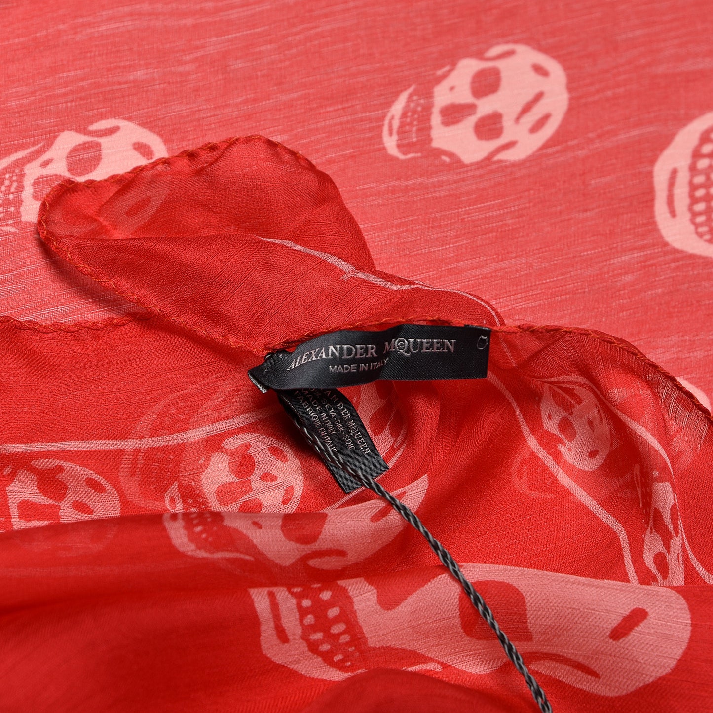 Silk Chiffon Skull Scarf Red Ivory