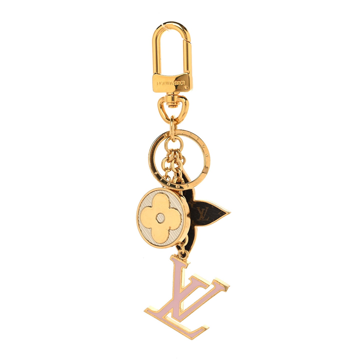 Metal Monogram Epi Spring Street Bag Charm Key Holder Gold