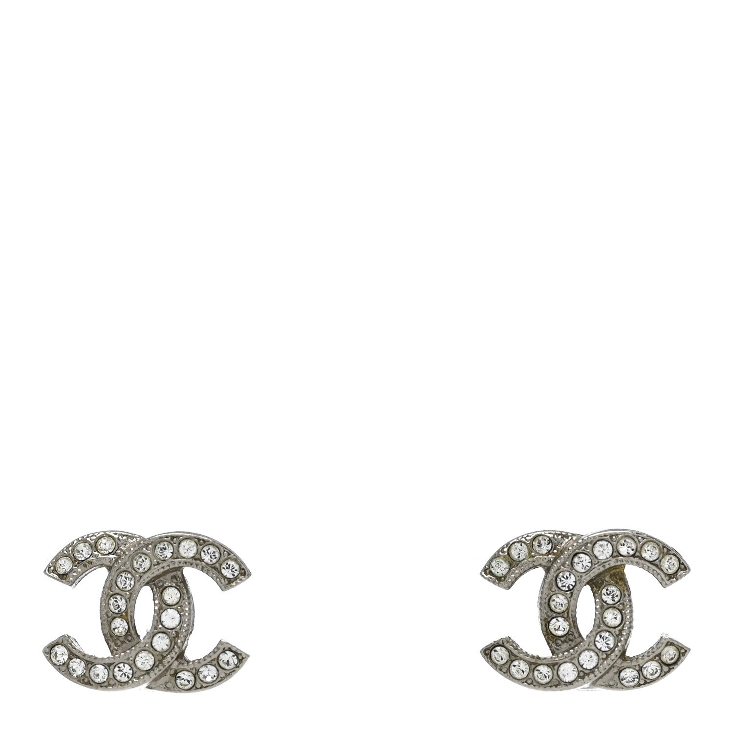 Chanel Crystal CC Earrings Silver 1 of 4