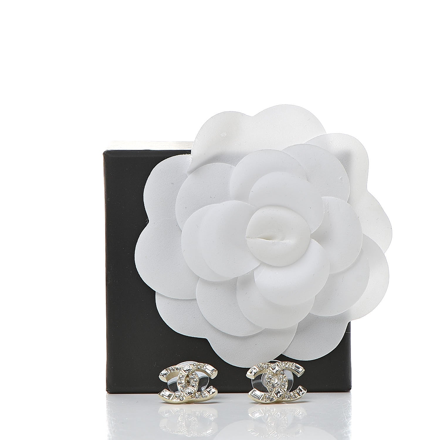 Chanel Crystal Baguette CC Earrings Gold 5 of 5