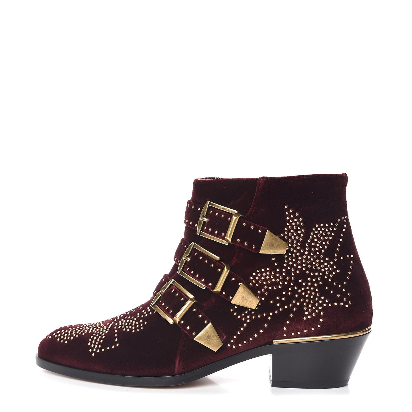 Velvet Studded Susanna Ankle Boots 37.5 Bordeaux