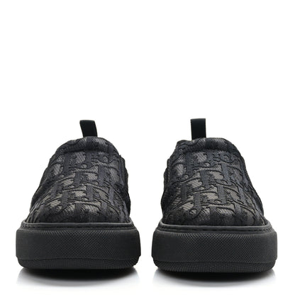 Christian Dior Shiny Technical Fabric Oblique Embroidered Womens Solar Slip On Sneakers 37 Black 2 of 8