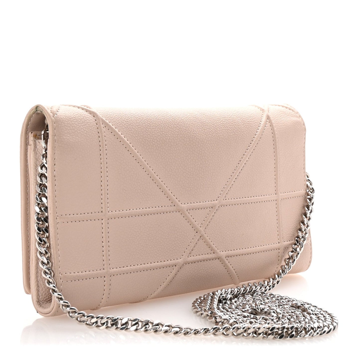 Grained Calfskin Diorama Croisiere Chain Wallet Pink