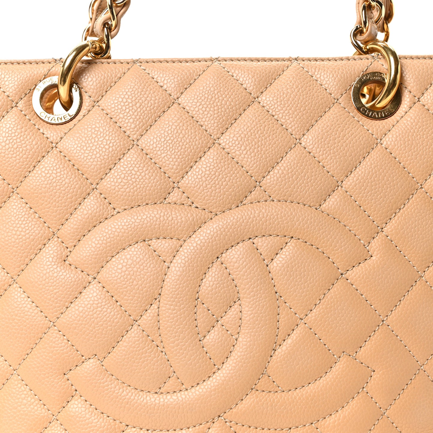 Caviar Quilted Grand Shopping Tote GST Beige