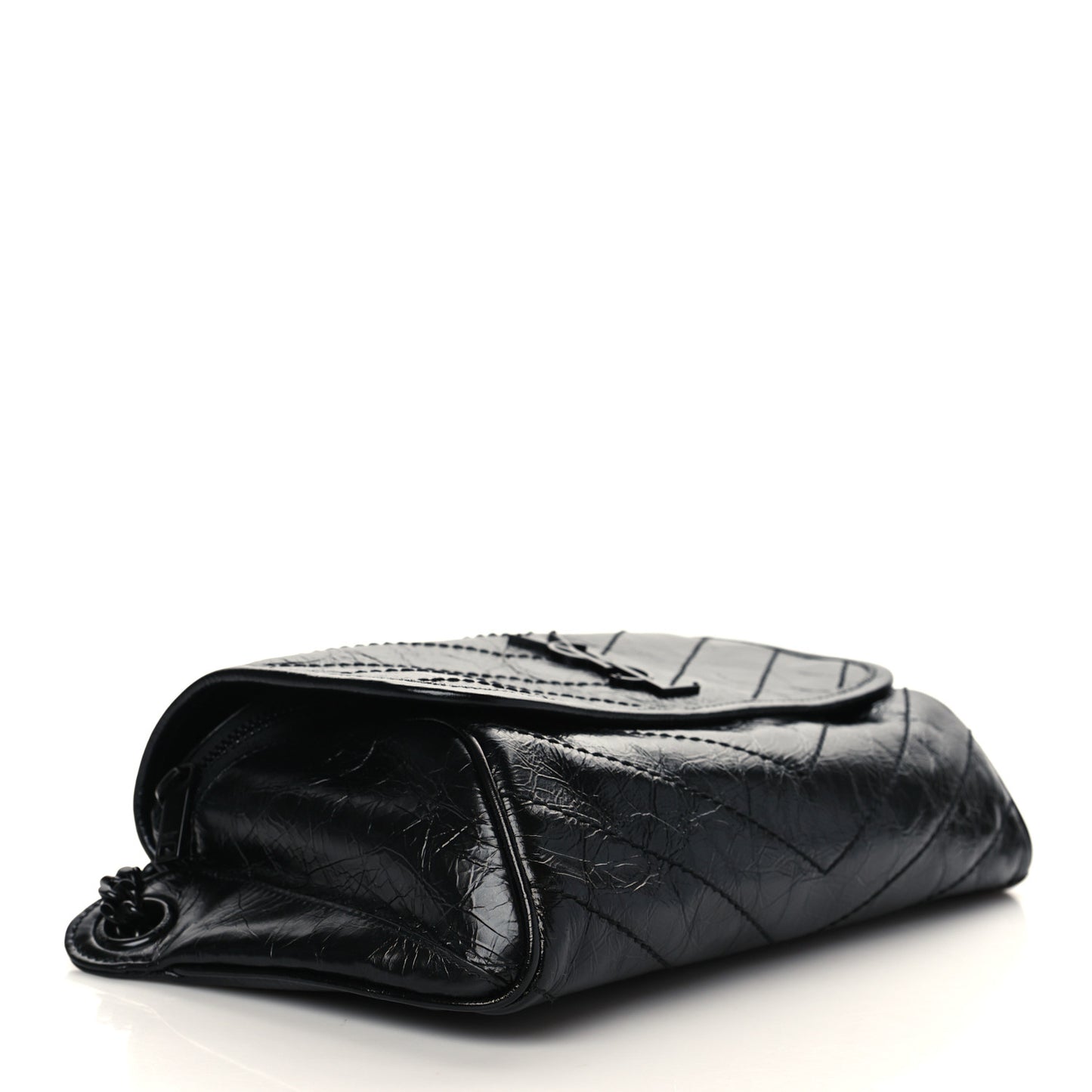 Crinkled Calfskin Matelasse Monogram Niki Body Bag Black