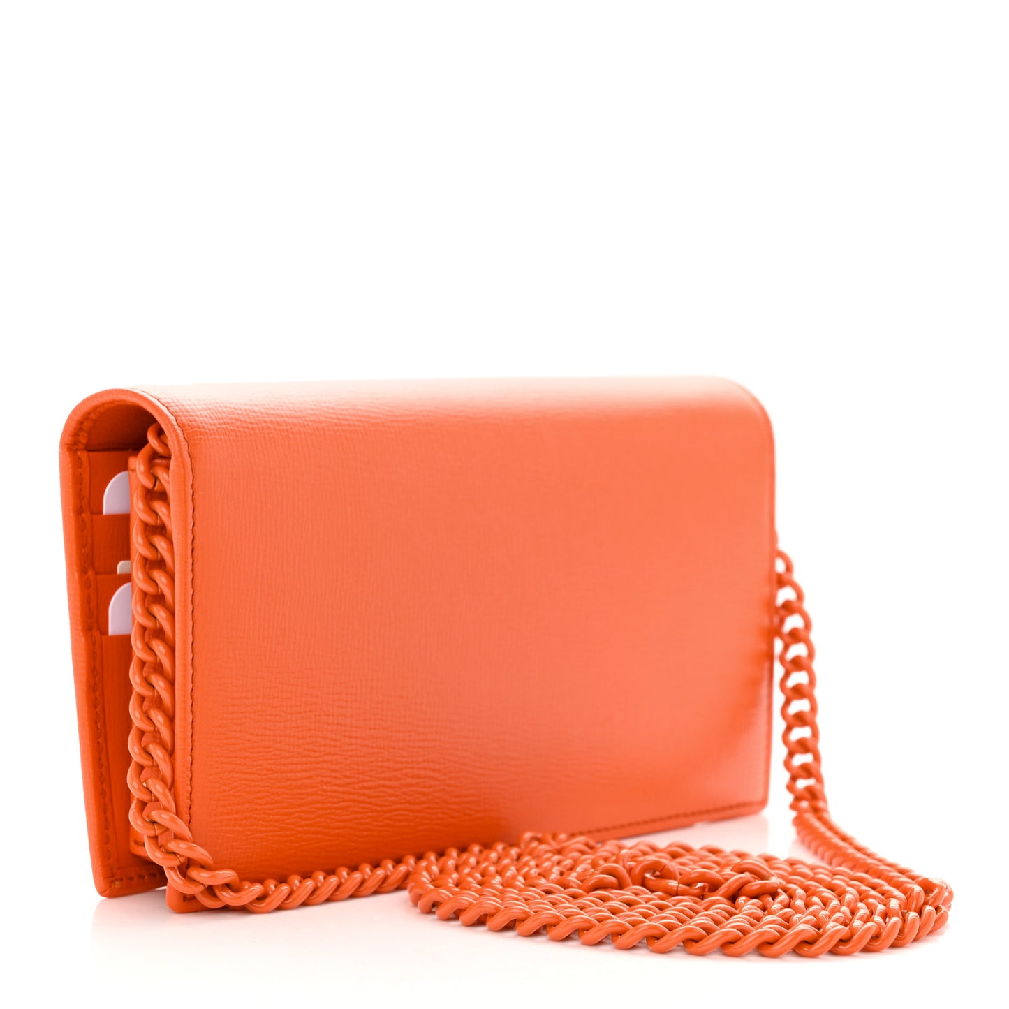 Azalea Calfskin Enamel Horsebit 1955 Wallet On Chain Deep Orange
