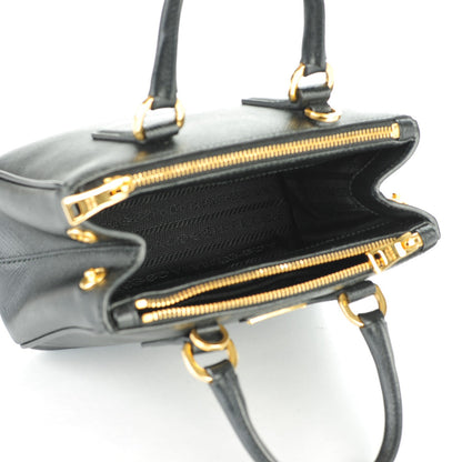 Prada Saffiano Mini Galleria Double Zip Tote Black 5 of 8