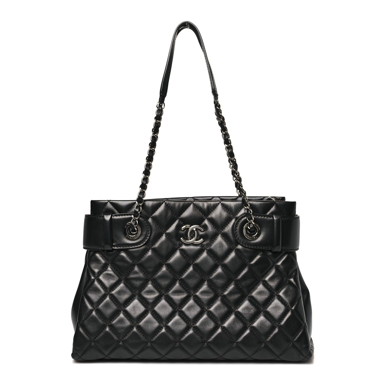 Lambskin Quilted Small Coco Loop Tote Black