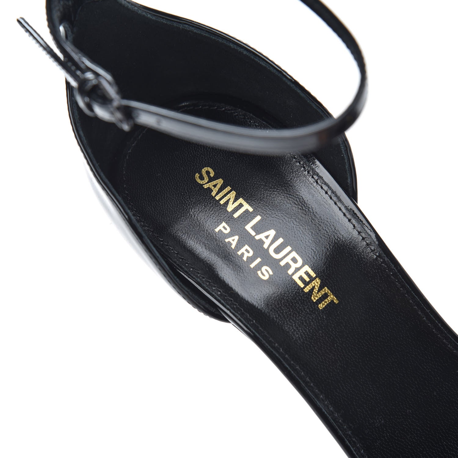 Saint Laurent Patent Calfskin Opyum 110 Sandals 37 Black Gold 6 of 8
