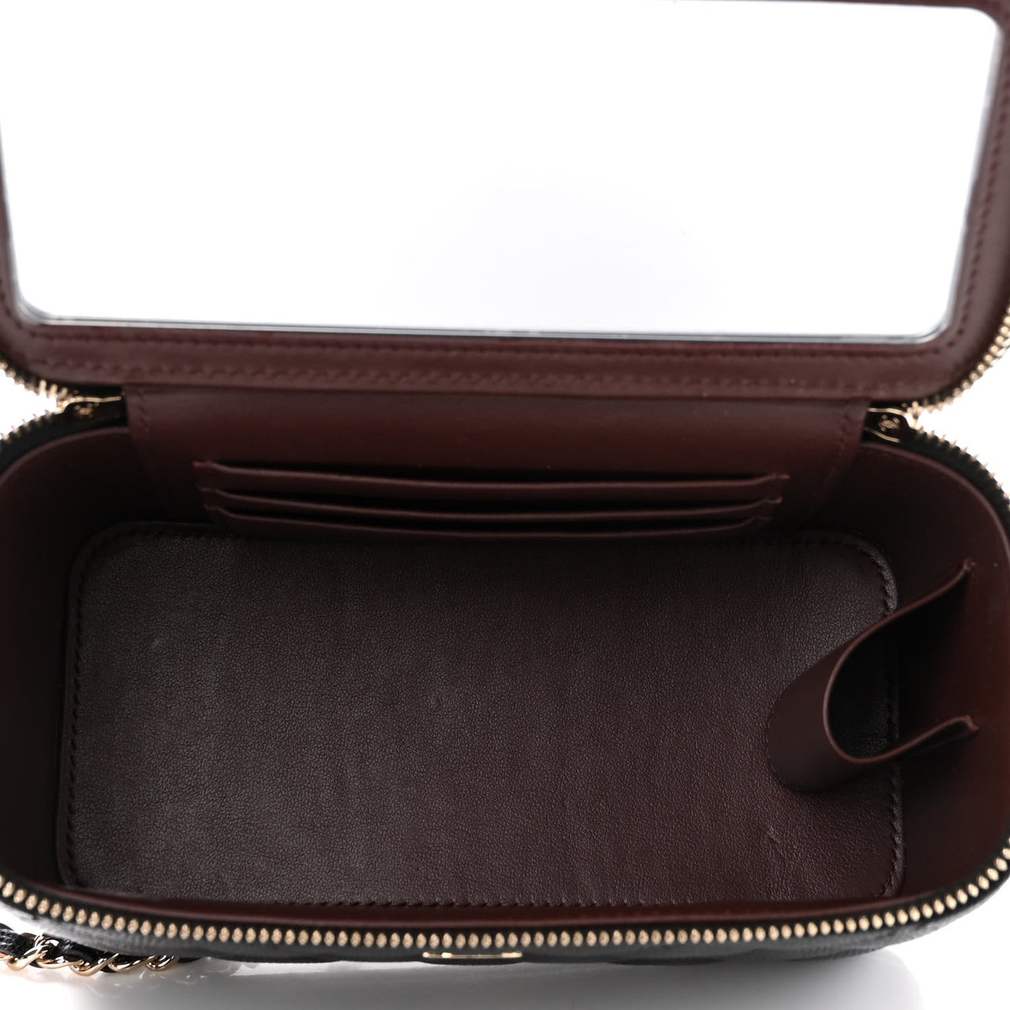 Caviar Quilted Small Vanity Case With Chain Black