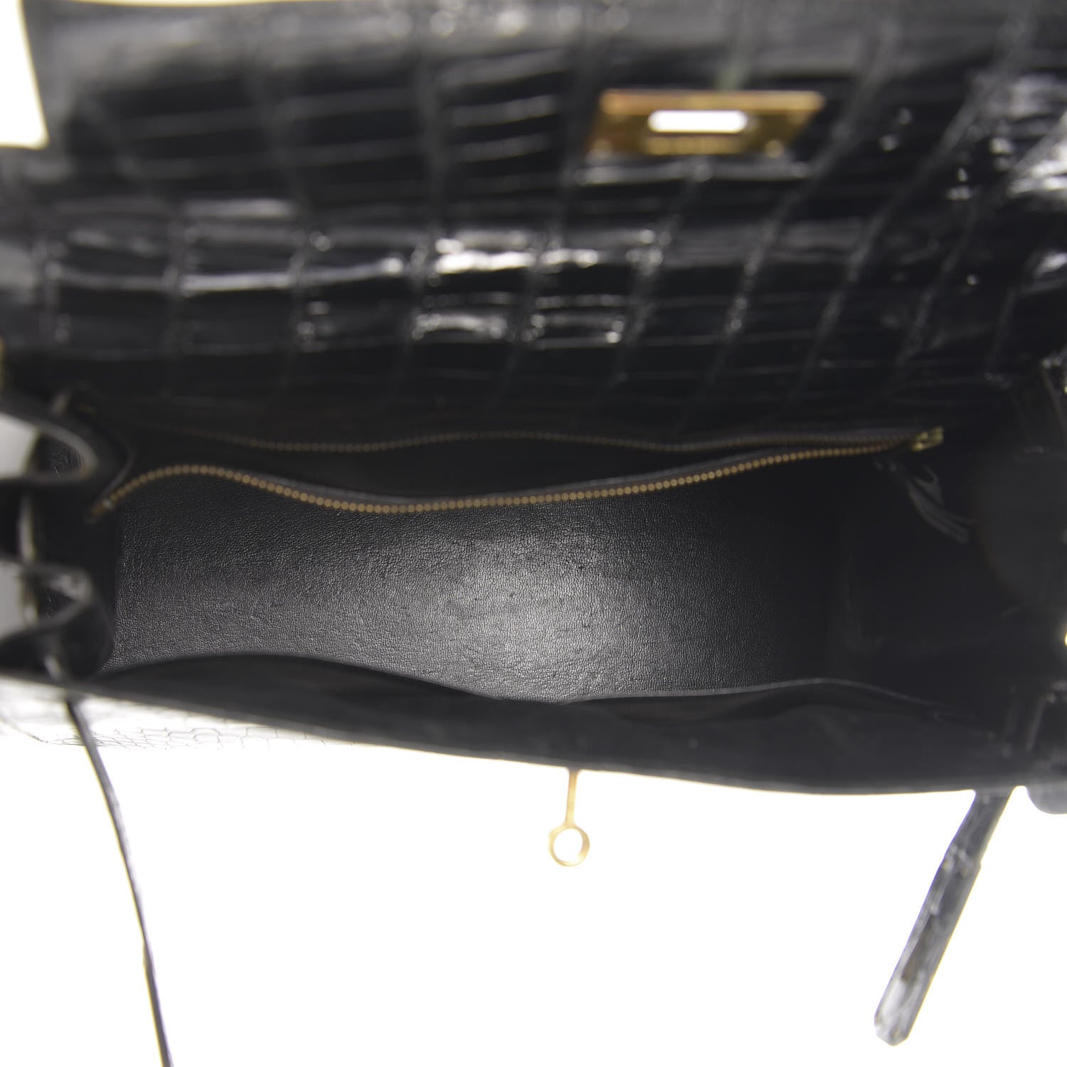 Hermes Shiny Niloticus Crocodile Kelly 28 Black 5 of 34