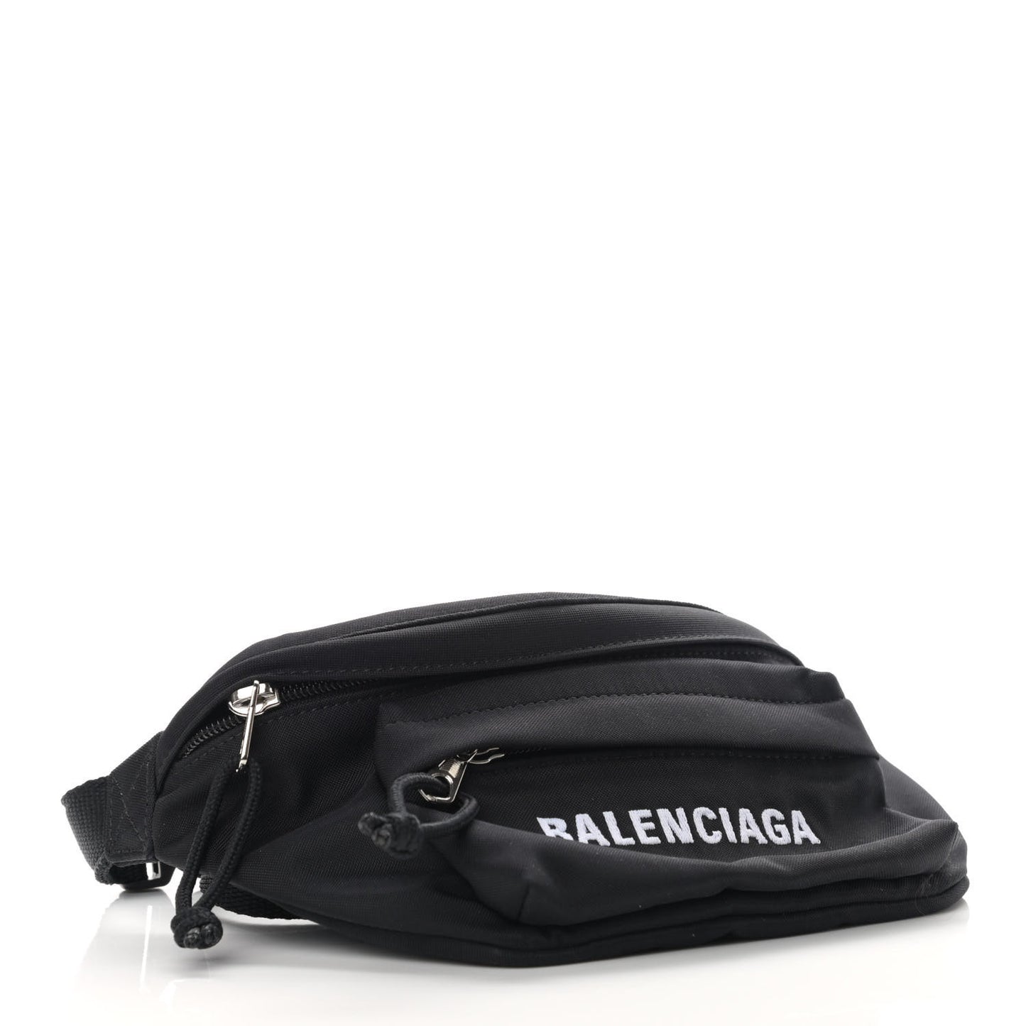 Sport Nylon Logo Embroidered Wheel Belt Bag Black White
