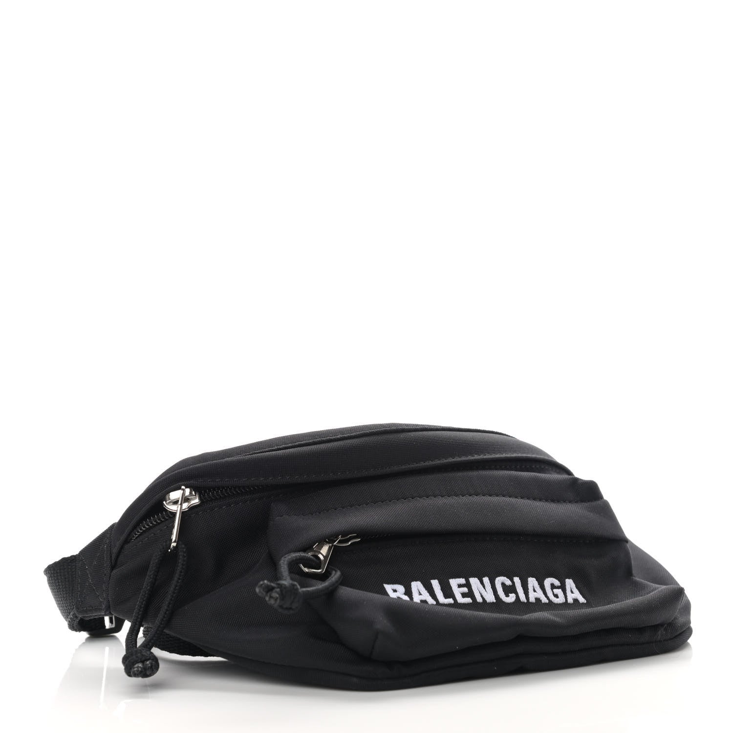 Balenciaga Sport Nylon Logo Embroidered Wheel Belt Bag Black White 4 of 10