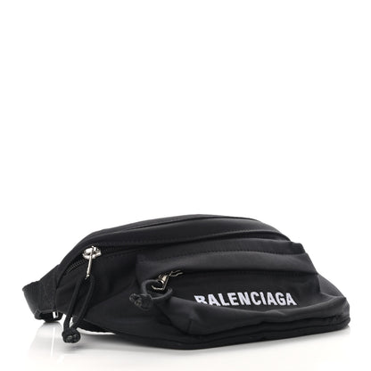 Balenciaga Sport Nylon Logo Embroidered Wheel Belt Bag Black White 4 of 10
