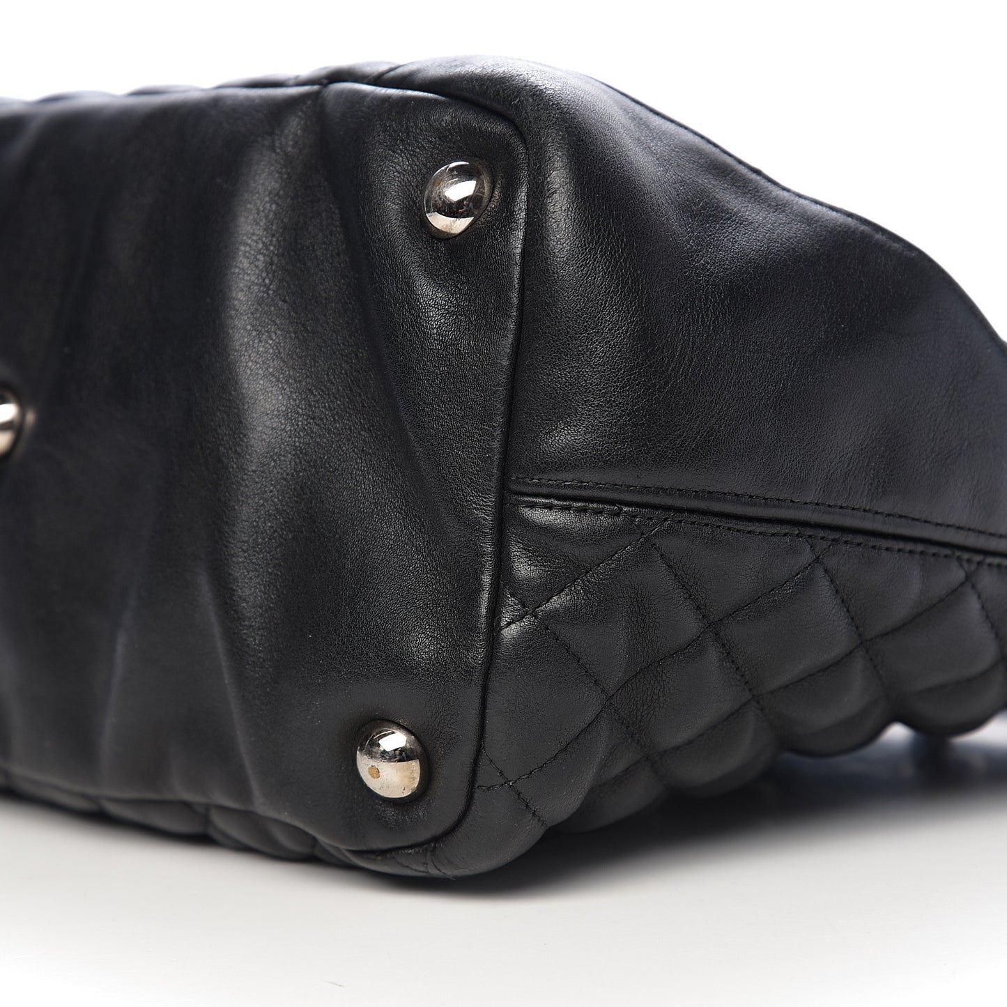 Calfskin Quilted Large Cambon Tote Black White