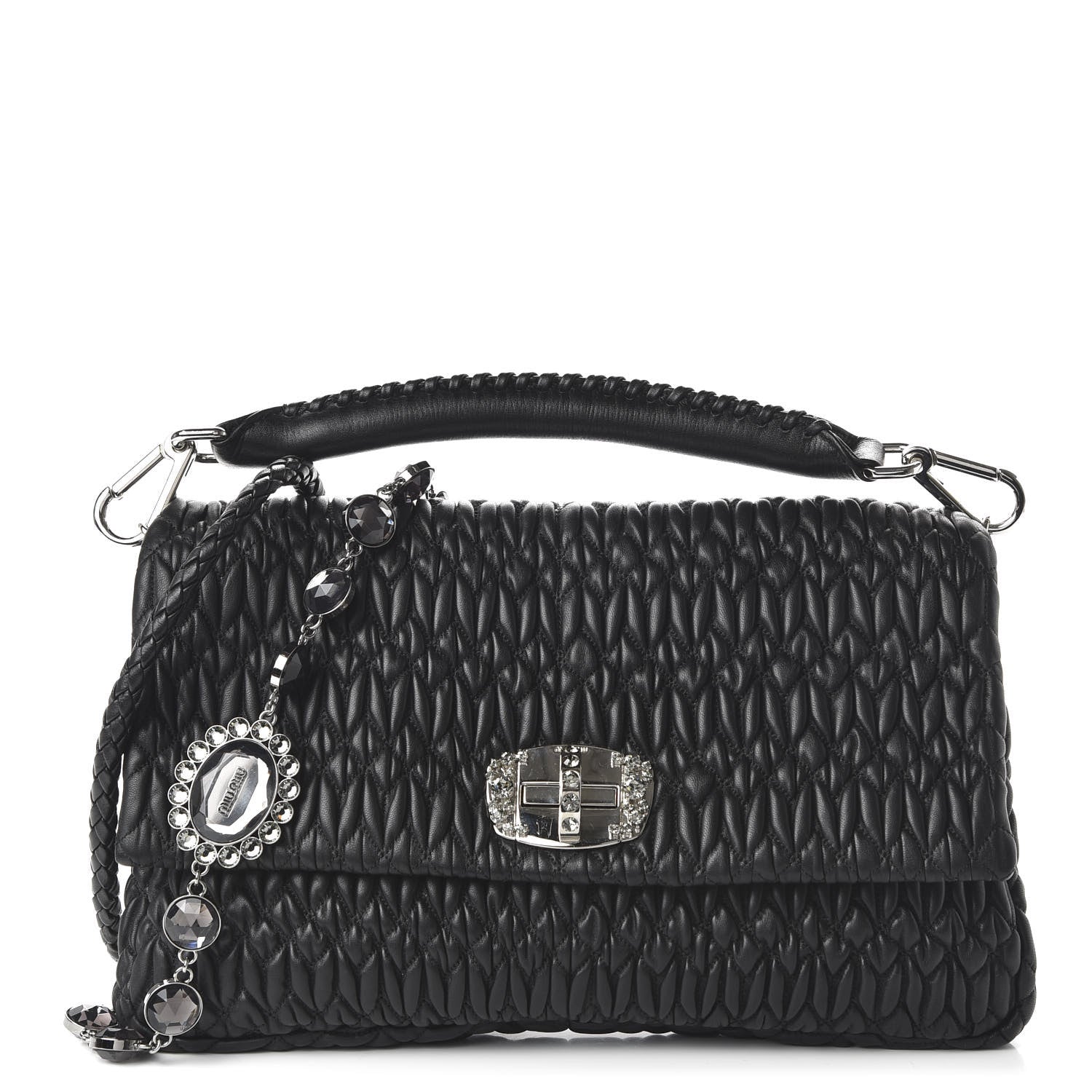Miu Miu Nappa Matelasse Crystal Flap Clutch Black 1 of 10