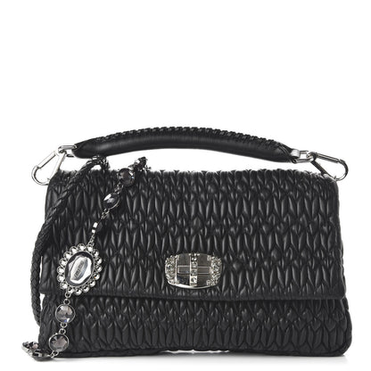 Miu Miu Nappa Matelasse Crystal Flap Clutch Black 1 of 10