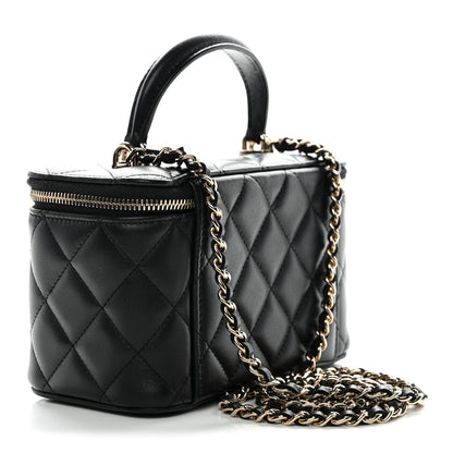 Chanel Lambskin Quilted Small Top Handle Vanity Case With Chain Black 3 of 11