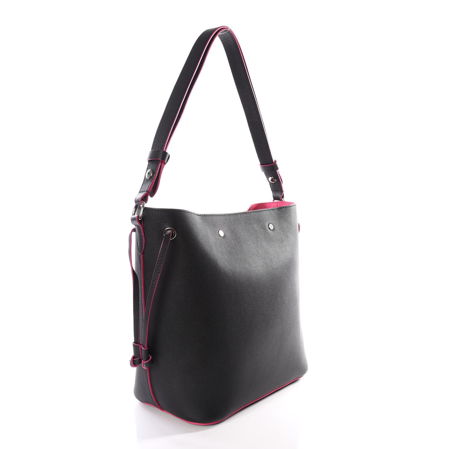 Calfskin Lockme Bucket Black
