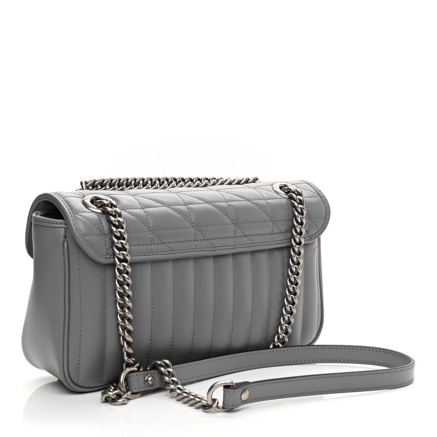 Calfskin Matelasse Aria Small GG Marmont Shoulder Bag Deep Grey