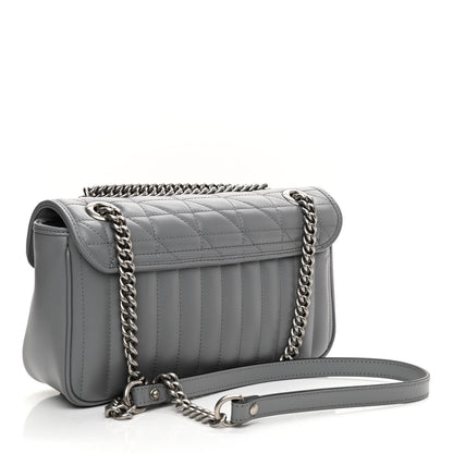 Gucci Calfskin Matelasse Aria Small GG Marmont Shoulder Bag Deep Grey 3 of 10