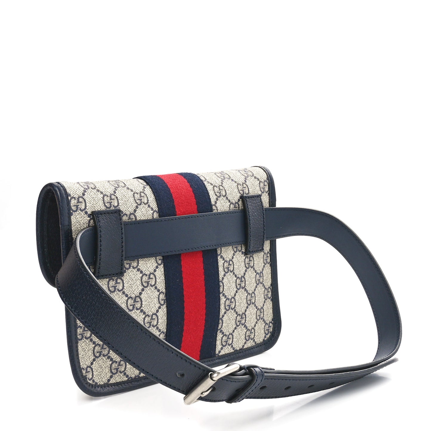 GG Supreme Monogram Web Small Ophidia Belt Bag 90 36 Beige Navy