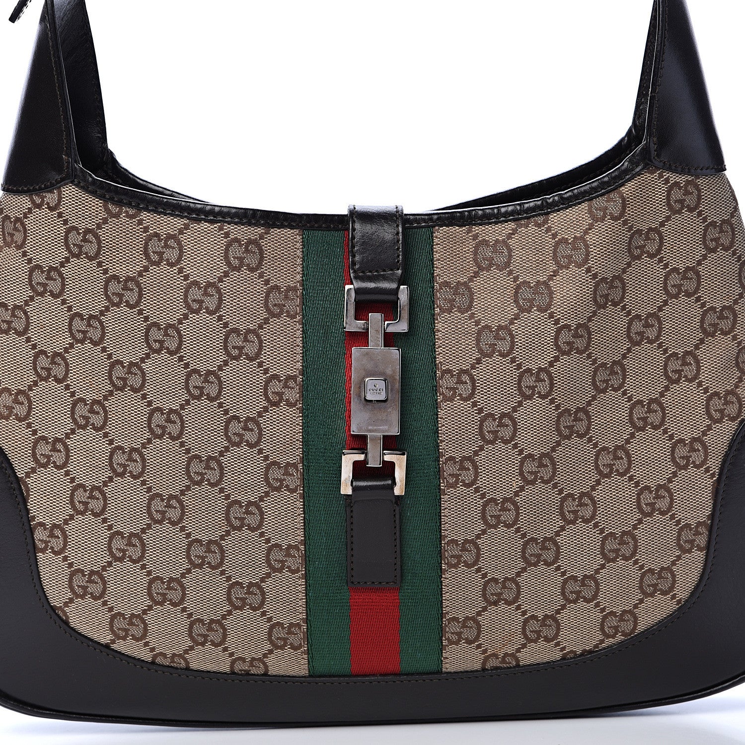 Gucci Monogram Web Jackie O Hobo Dark Brown 7 of 17
